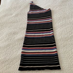 ZARA ONE SHOULDER ASYMMETRIC KNIT MINI DRESS